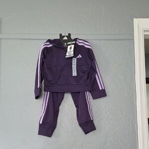 Adidas Kids' Purple Tracksuit with Light Stripes